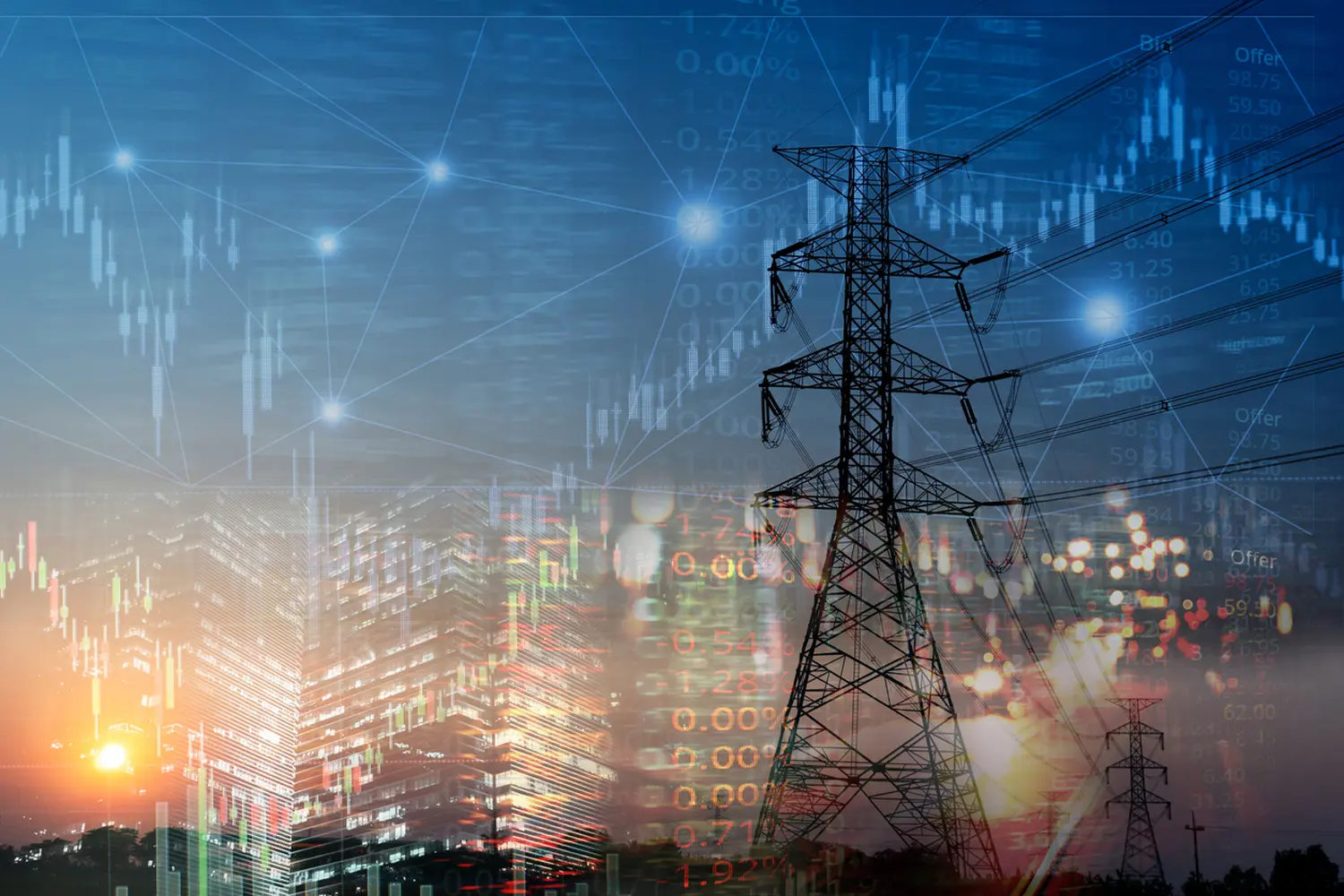 Marktbestandsdiagramm und Informationen mit Stadtbeleuchtung und Strom- und Energieanlagenindustrie und -geschäft von gooltex